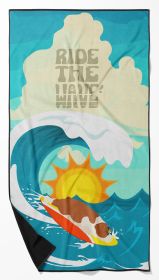 Surfer Dog Red English Bulldog Premium Beach Towel Oversized Towel Beach Blanket, Pool, Beach Essentials, Yoga, Premium Bath Towel, Quick Dry Plu