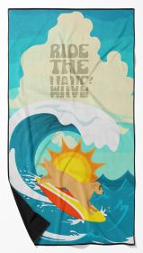 Surfer Dog Gold Golden Retriever Premium Beach Towel Oversized Towel Beach Blanket, Pool, Beach Essentials, Yoga, Premium Bath Towel, Quick Dry P