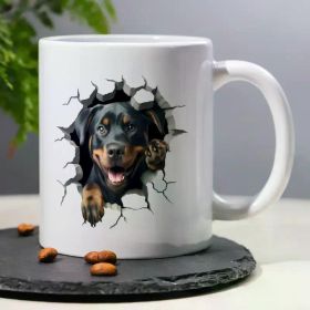 1pc, Funny Humorous Coffee Mug with Broke Wall Dog Printing, 11oz Ceramic Mug Decorative Tea Cup Ideal