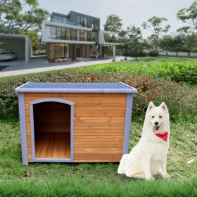Dog House Outdoor & Indoor Wooden Dog Kennel for Winter with Raised Feet Weatherproof for Large Dogs (Color: as Pic)