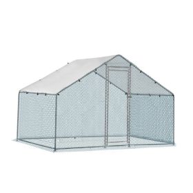 6.5 x 10 ft Large Metal Chicken Coop, Walk-in Poultry Cage Chicken Hen Run House with Waterproof Cover (Color: as picture)