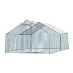 13 x 10 ft Large Metal Chicken Coop, Walk-in Poultry Cage Chicken Hen Run House with Waterproof Cover (Color: as picture)